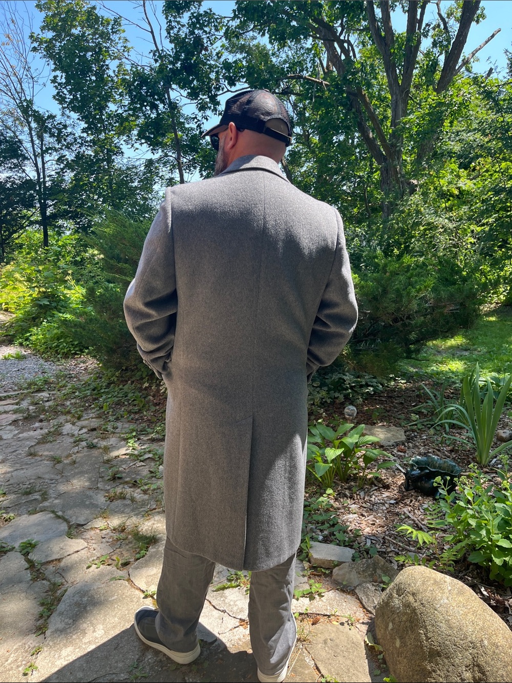 Classic Vintage Gray Wool Formal Overcoat Cashmere - Picture 3 of 11